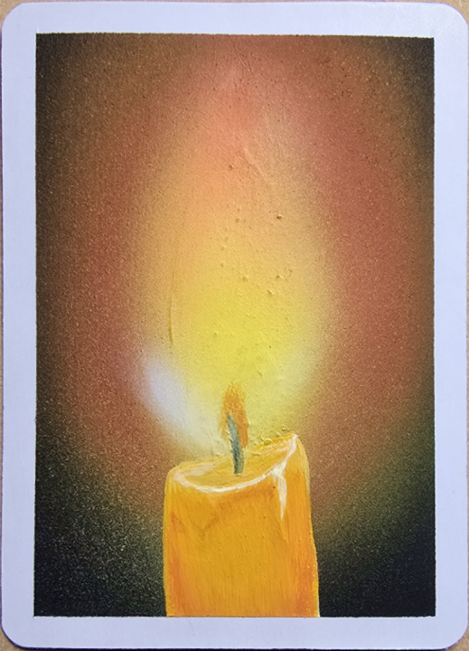 A painting of a simple candle flame.