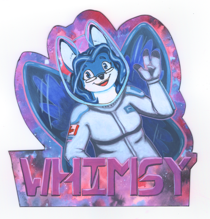 Whimsy's convention badge for 2026.